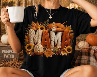 Cozy Fall Mama Fox PNG, Autumn Cottagecore Sweater Design (Digital Download)