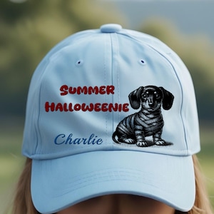 Personalized Embroidered Dog Name Baseball Cap: Summerween Halloween Hat