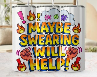 Diseño PNG de nube de palabrotas sarcásticas para vasos, archivo de sublimación con humor adulto y divertido (descarga digital)