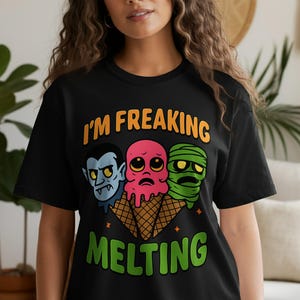 Summerween Ice Cream Monster T-Shirt: Spooky Kawaii Halloween Tee