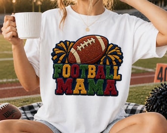 Football Mama PNG Digital Download, Faux Chenille Patch Game Day Design (300dpi)