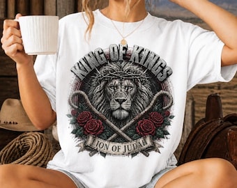 King of Kings Lion of Judah PNG, Christian Faith Sublimation Design (Digital Download)