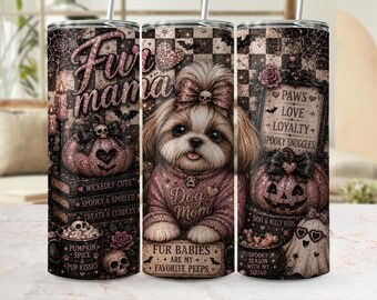 Diseño PNG de una mamá perruna Shih Tzu para vaso de Halloween (descarga digital)