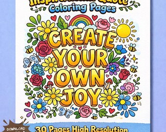 Inspira tu alma: 30 páginas para colorear con frases inspiradoras / Descarga digital sencilla y atractiva