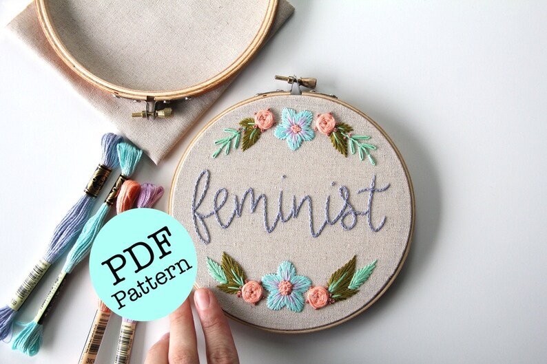 Feminist PDF Pattern Feminist Embroidery Hoop Art 6 for Etsy