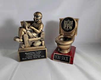 Fantasy Football Armchair Quarterback Trophy - Toilet Bowl Combo Free Engraving!!!