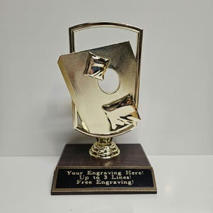 Corn Hole Trophy Bean Bag Toss Trophy Award - FREE ENGRAVING