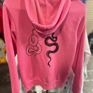 Snake Zip-Up Sweatshirt-Barbie Pink