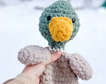 Duck snuggler - crochet duck - crochet mallard - mallard - duck lovey - duck plushie - mallard lovey - mallard plushie - handmade duck