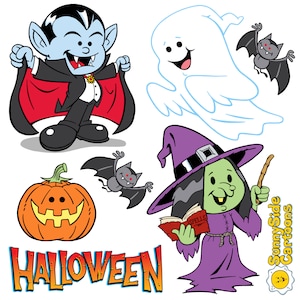 Happy Halloween - Download diese furchtbar Spaß Cartoons, die perfekt für Ihr Projekt verfolgt Urlaub sind!