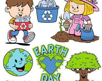 Earth Day- Add these eco-friendly cartoons to your Earth Day project!