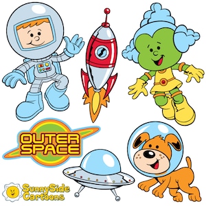 Space Patrol - Blast off into space with this colorful set of cosmic cartoons that are perfect for your project!