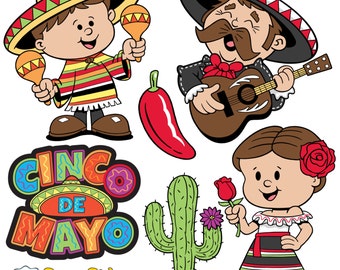 Cinco de Mayo - It&#39;s fiesta time with these colorful cartoons that are perfect for your project!