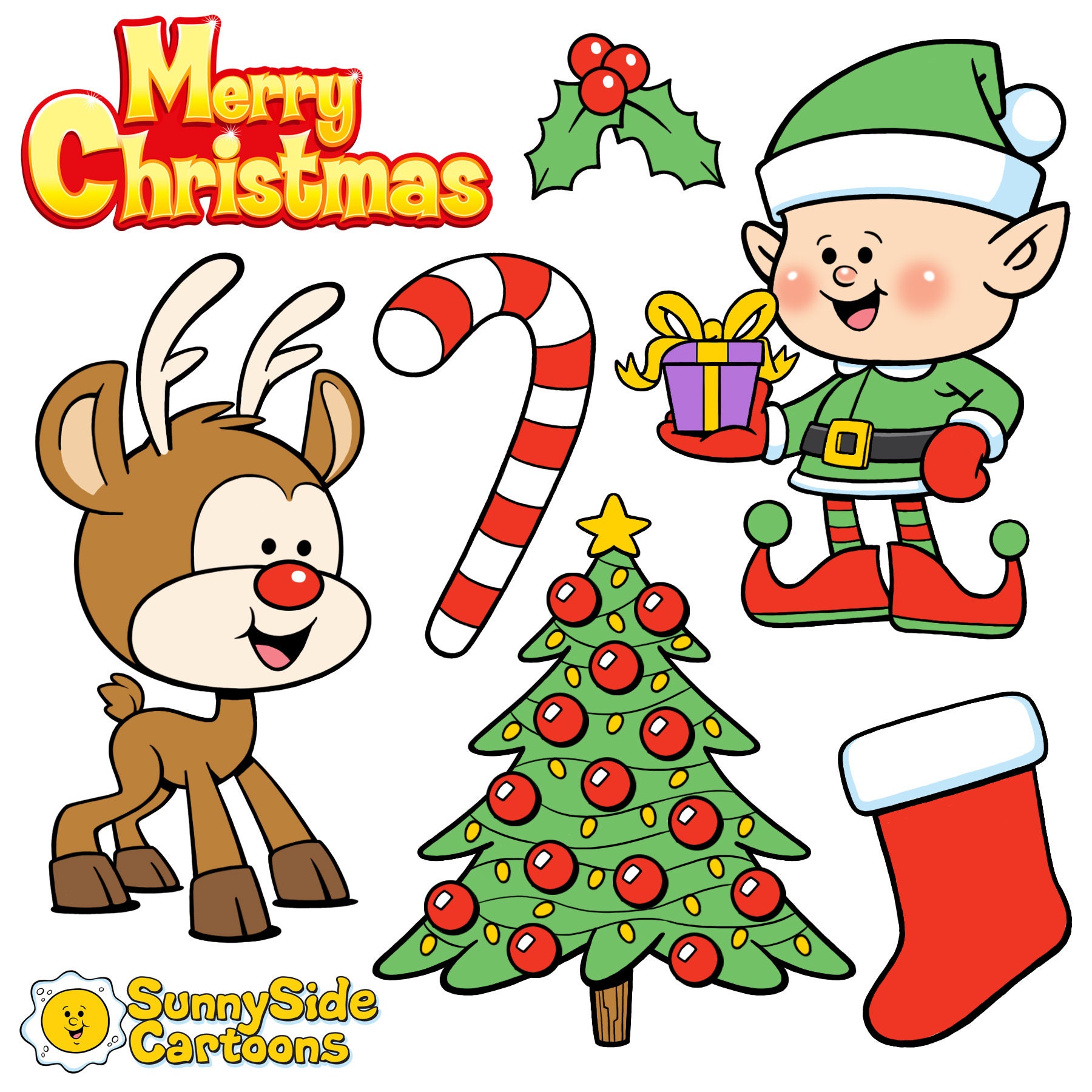 Christmas Cuties - Download these adorable Christmas cartoons and add some festive fun to your holiday project!