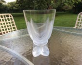 Vintage Lalique Ormonde footed vase small etched fern leaf design French crystal cut to clear art glass elegant wedding crystal vase