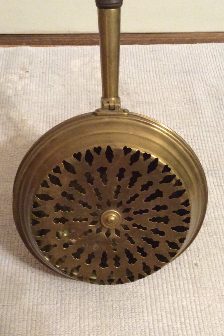 Vintage brass bed warmer long wood handle fireplace cottage Etsy