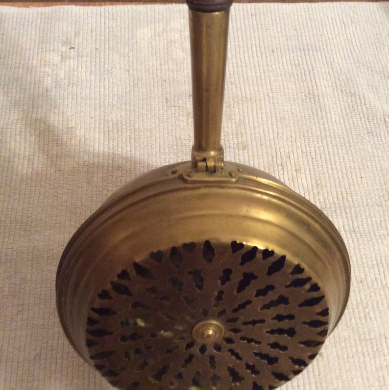 Vintage brass bed warmer long wood handle fireplace cottage Etsy