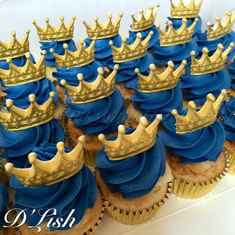12 Gold Crown Cupcake Toppers Etsy