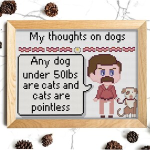 Swan Ronson government employee says Thoughts on Dogs 7in x 5in digital Cross Stitch pattern
