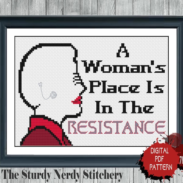 A woman's place is in the resistance digital cross stitch pattern 7"x5"