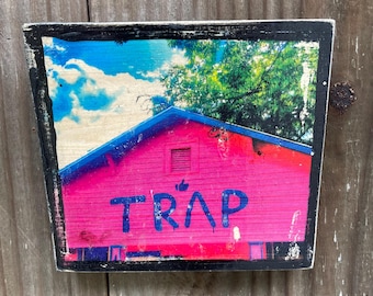 TRAP HOUSE Atlanta ~5x5” on Wood