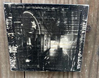 Star Bar at Night ~5x5” on Wood
