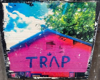 Pink Trap House ~5x5” on Wood