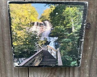 Amicalola Falls ~5x5” on Wood
