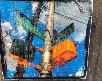 Moreland and Euclid Little 5 Points ~5x5” on Wood