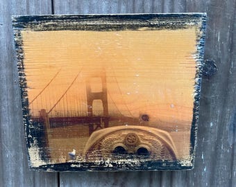 Golden Gate Bridge ~5x5” on Wood