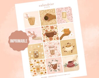 Calendar 2024 - Coffee & flowers  - Printable