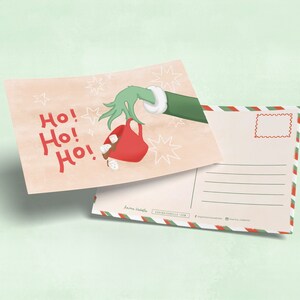 Carte postale de Noël imprimée - Grinch - 5 x 7 pouces