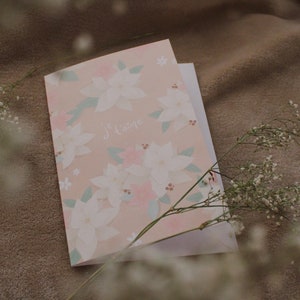 Carte de souhaits imprimée - Saint-Valentin Fleurs - 5 x 7 pouces