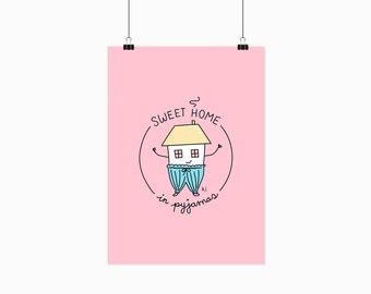 Illustration printing art Sweet home in pyjamas - 5 x 7 inches