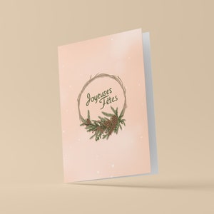 Carte de Noël imprimée - Couronne - 5 x 7 pouces