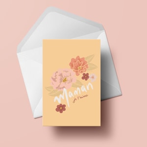 Carte de souhaits imprimée - Maman je t'aime - 5 x 7 pouces