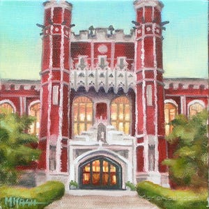 Stampa artistica della biblioteca Bizzell: punto di riferimento del campus Norman Oklahoma
