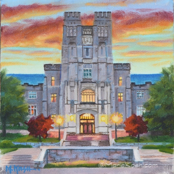 Burruss Hall Kunst Druck: Blacksburg Virginia Universität Wahrzeichen