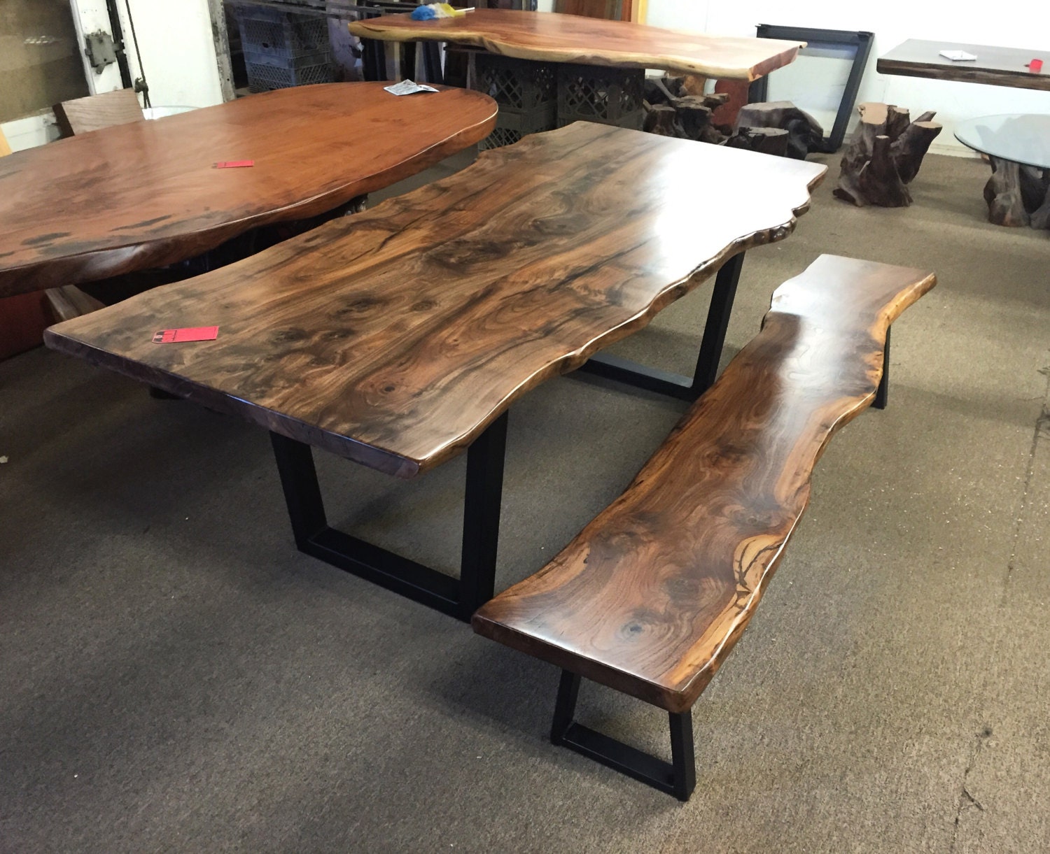 Walnut Table & Bench by Dog and Pig Furniture Etsy