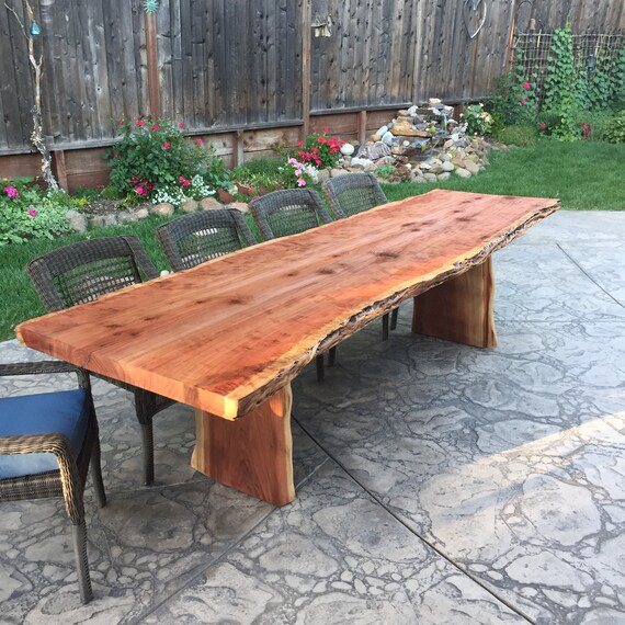 Outdoor Patio Table Live Edge Burled Redwood Etsy