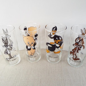 Set of Four Disney Character Glasses 1973 Collector Series Pepsi Advertising