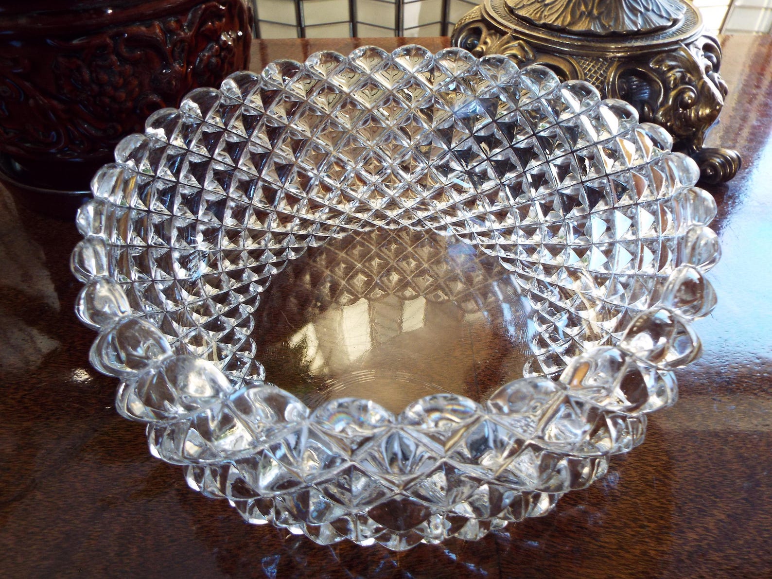 Vintage/antique Round Pattern Glass Bowl Centerpiece Bowl Fruit Bowl Etsy