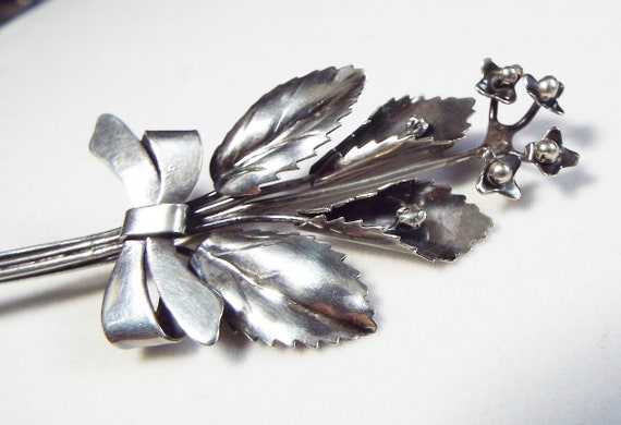 Vintage 1940s/50s Handmade Sterling Silver Bouque… - image 2