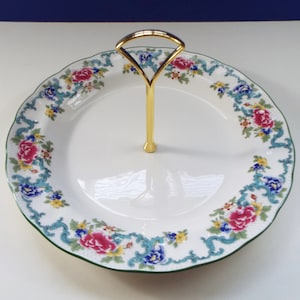 Royal Doulton 10 1/2&quot; Bone China Serving Tray With Handle FLORADORA GREEN