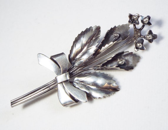 Vintage 1940s/50s Handmade Sterling Silver Bouque… - image 1
