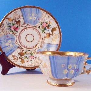Antique 1855 THUN KLÖSTERLE Porcelain Cup and Saucer Hand Painted Impressed TK Mark