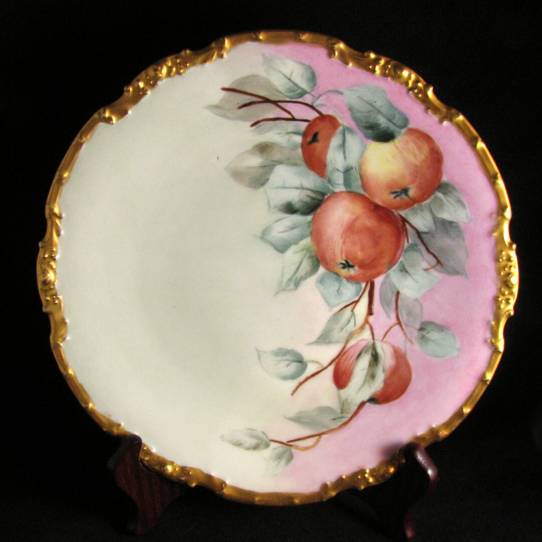 Antique Limoges Hand Painted Plate Apples 8 3/8 Etsy