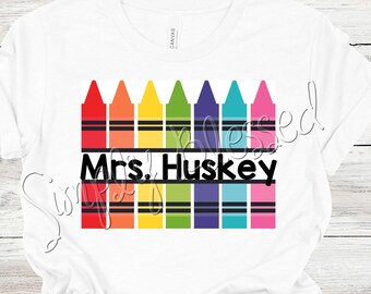 Personalized Crayon Teacher Shirt by SimplyBlessedDesign