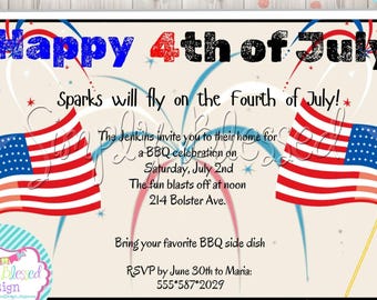 DIY July 4th Cookout/BBQ Party Invitation Canva Template - DIY By: SimplyBlessedDesign