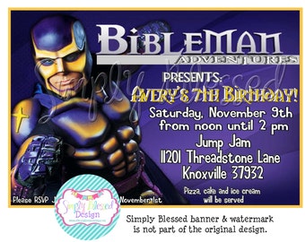 BIBLEMAN Adventures Birthday Invitation - DIY By: SimplyBlessedDesign